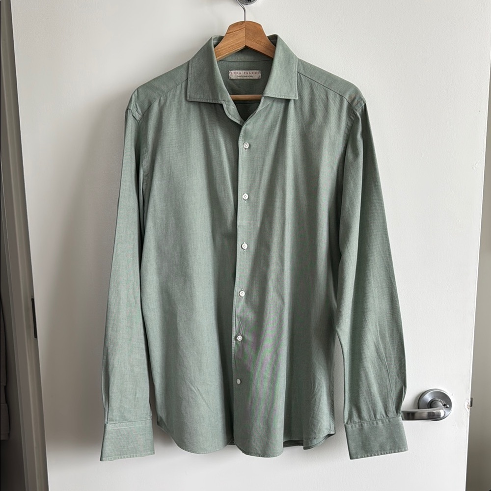 Luca Faloni Men's Green Dress Shirt